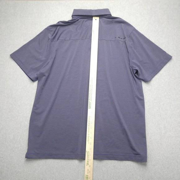 Under Armour HeatGear Polo Shirt Mens 2XL Purple Stripe Golf Performance Stretch - Picture 7 of 10